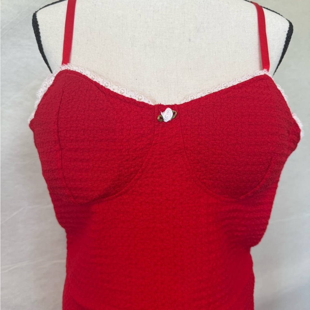 Red Two Peice Set Skirt & Cami